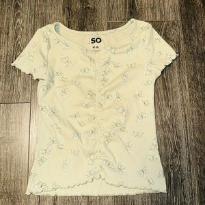 SO Girls Butterfly Ribbed Top